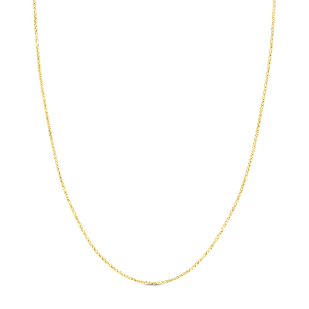 Round Box Chain Necklace 14K Yellow Gold 24" LLkvmPmL