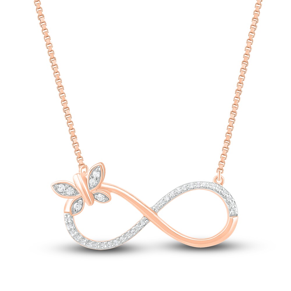 Diamond Infinity Necklace 1/15 ct tw Round 10K Rose Gold LSFQq3by