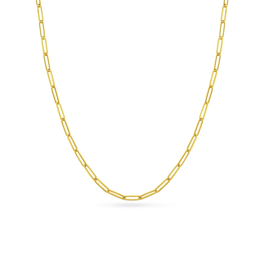 Paper Clip Chain Necklace 14K Yellow Gold 30" LSiCXm6h