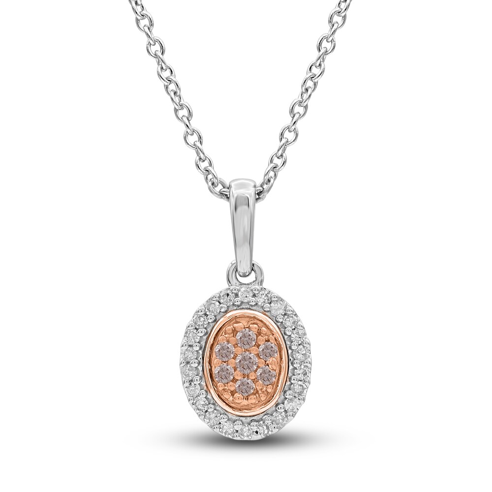 Diamond Necklace 1/8 ct tw Round 14K Two-Tone Gold 18" LSyzghtC