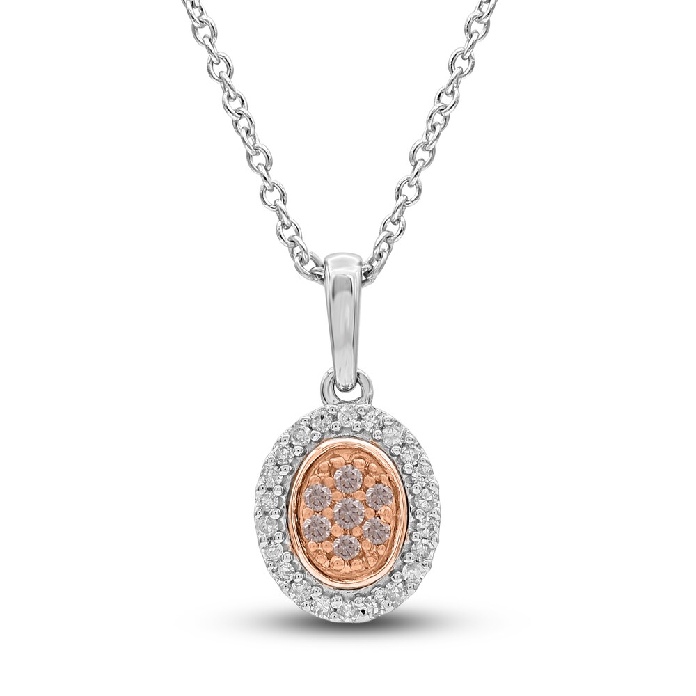 Diamond Necklace 1/8 ct tw Round 14K Two-Tone Gold 18\" LSyzghtC