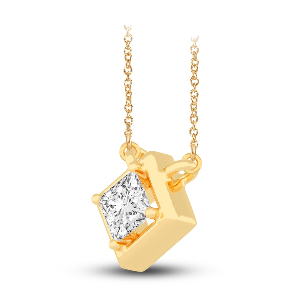 Diamond Pendant Necklace 3/8 ct tw Princess 14K Yellow Gold 18\" (I2,I) LTLldkcc