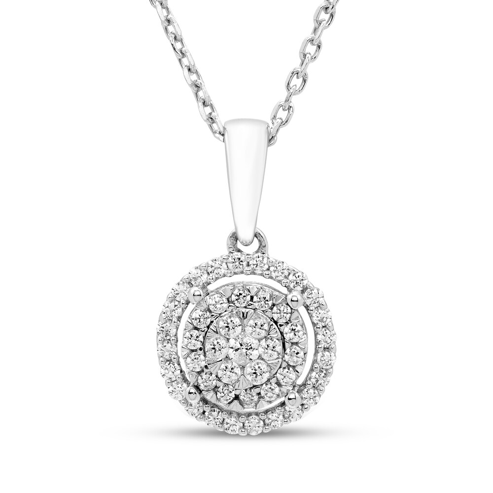 Diamond Necklace 1/4 ct tw Round 10K White Gold LWKvva1k