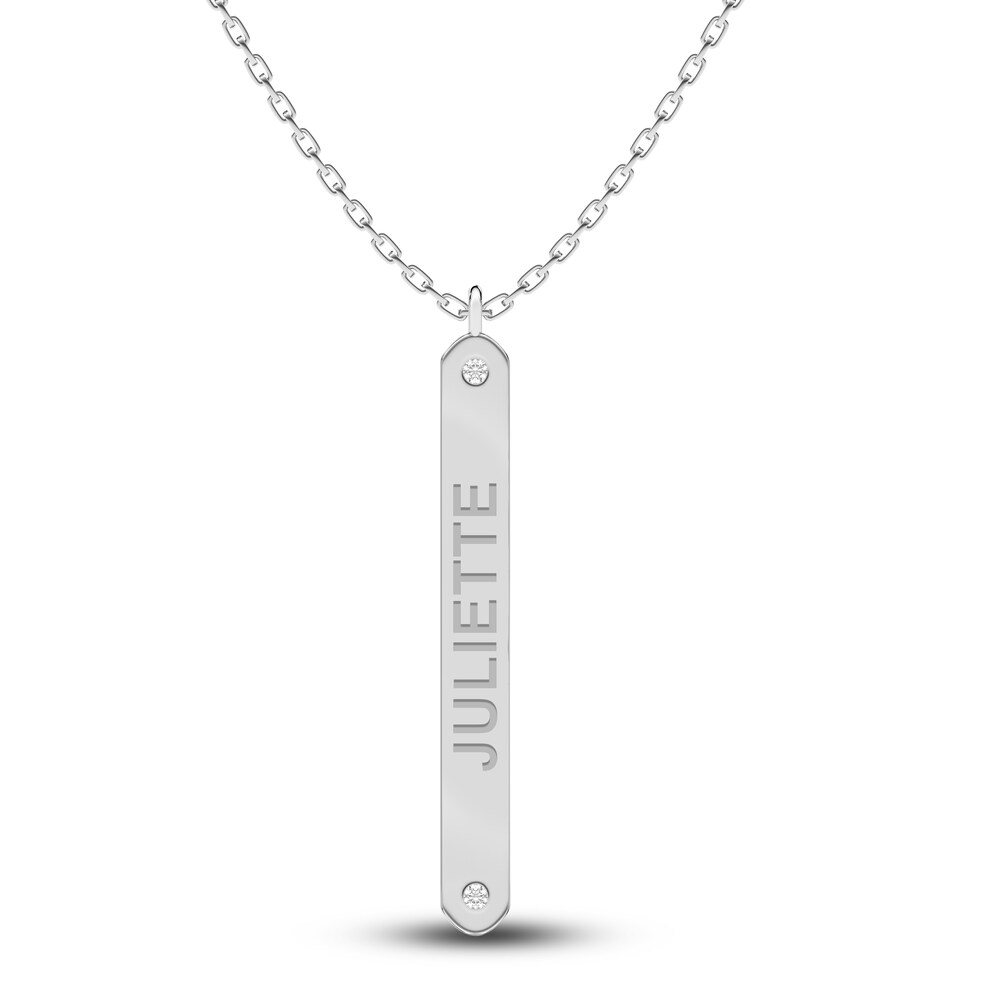 Juliette Maison Diamond Engravable Pendant Necklace Diamond Accents 10K White Gold LZ3pEsNK