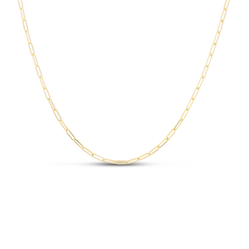 Paper Clip Chain Necklace 14K Yellow Gold 22" Adjustable Lawgzhon