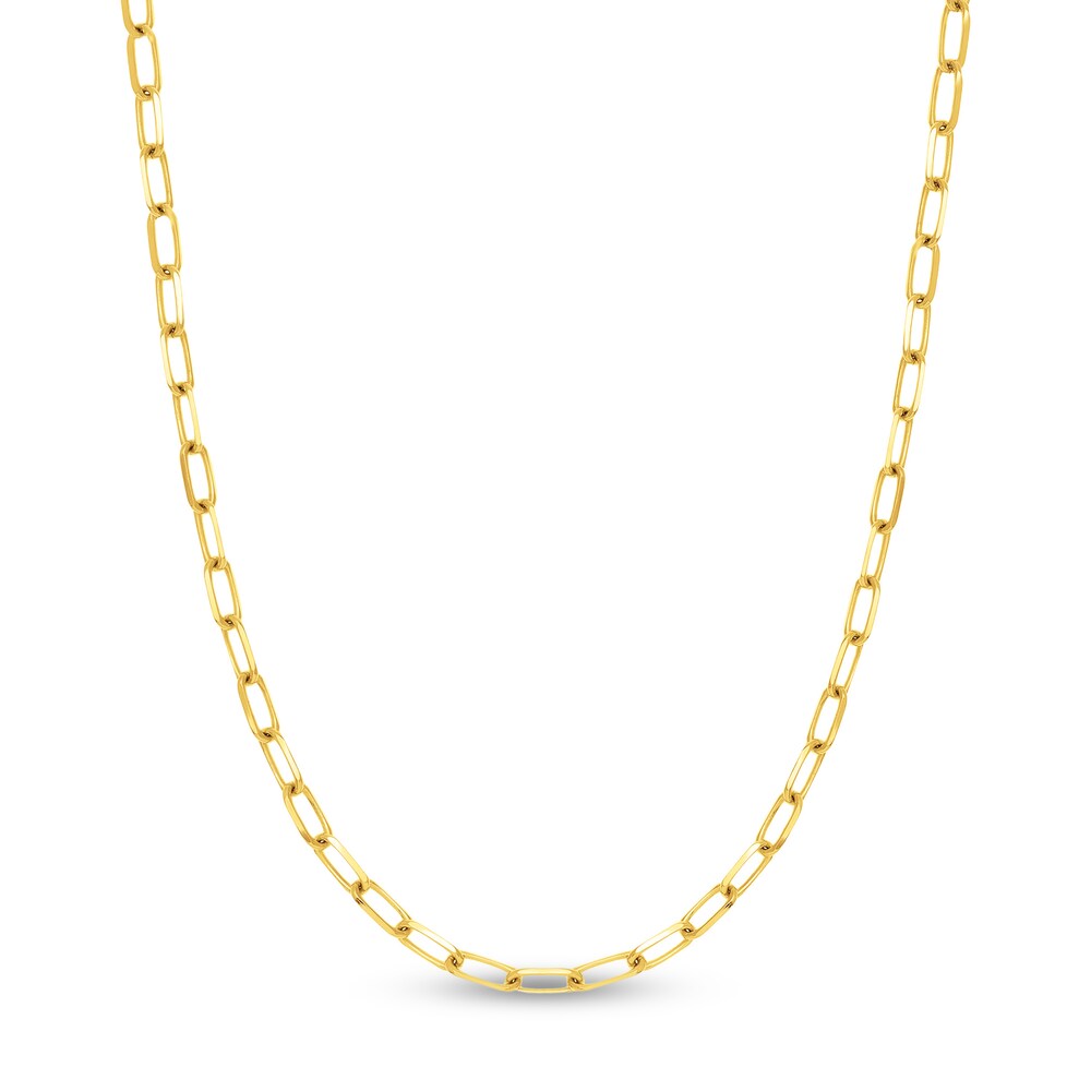Paper Clip Chain Necklace 14K Yellow Gold 30" Laxb1bMx