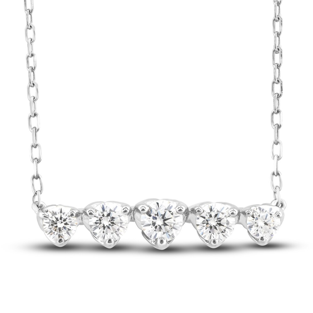 Diamond Bar Pendant Necklace 5/8 ct tw Round 10K White Gold Lbxqpu19