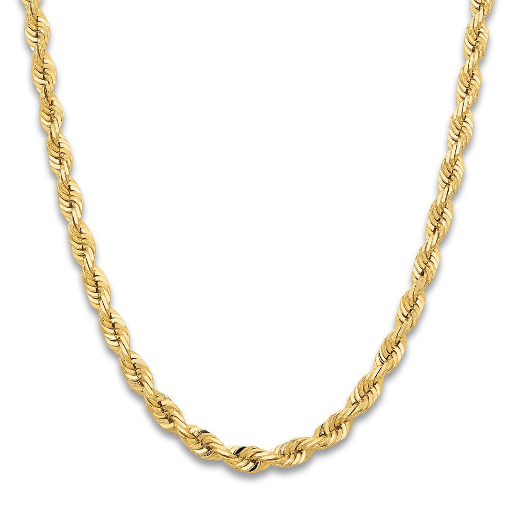 Men\'s Quad Rope Chain Necklace 14K Yellow Gold 22\" 7.0mm LdftOIfb