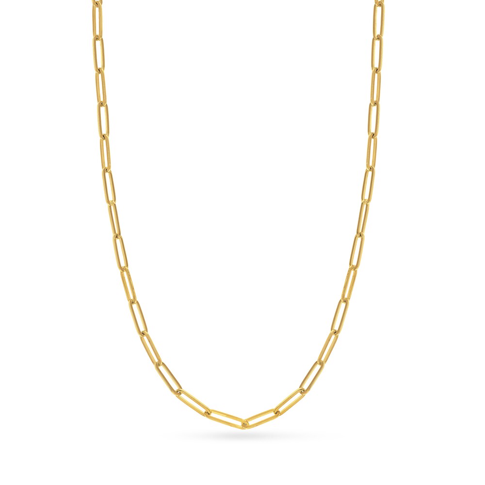 Paper Clip Chain Necklace 14K Yellow Gold 24" LntCm29J