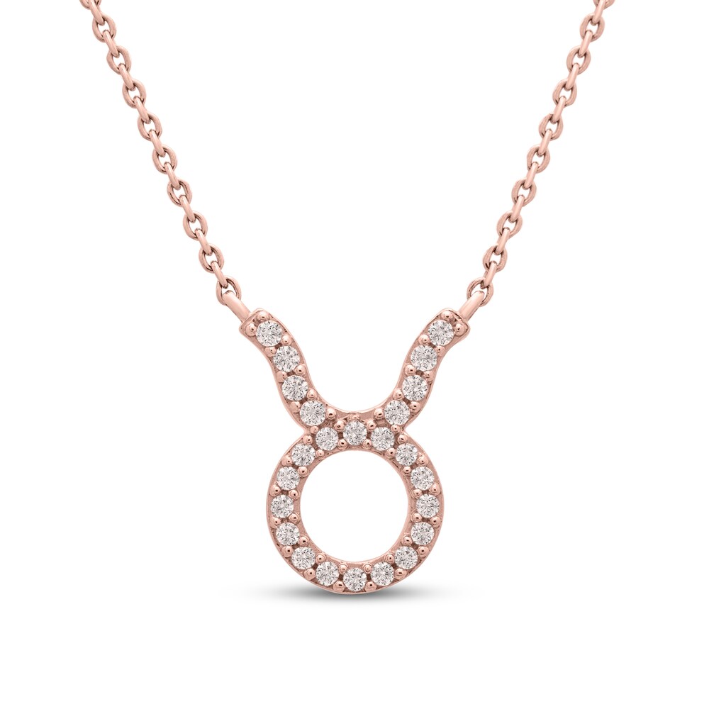 Diamond Taurus Necklace 1/10 ct tw 10K Rose Gold Lq2iF9vn