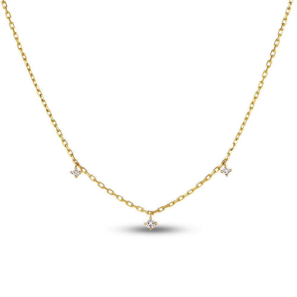 Le Vian Diamond Station Necklace 1/10 ct tw Round 14K Honey Gold 16" Adj. LtJLbowP