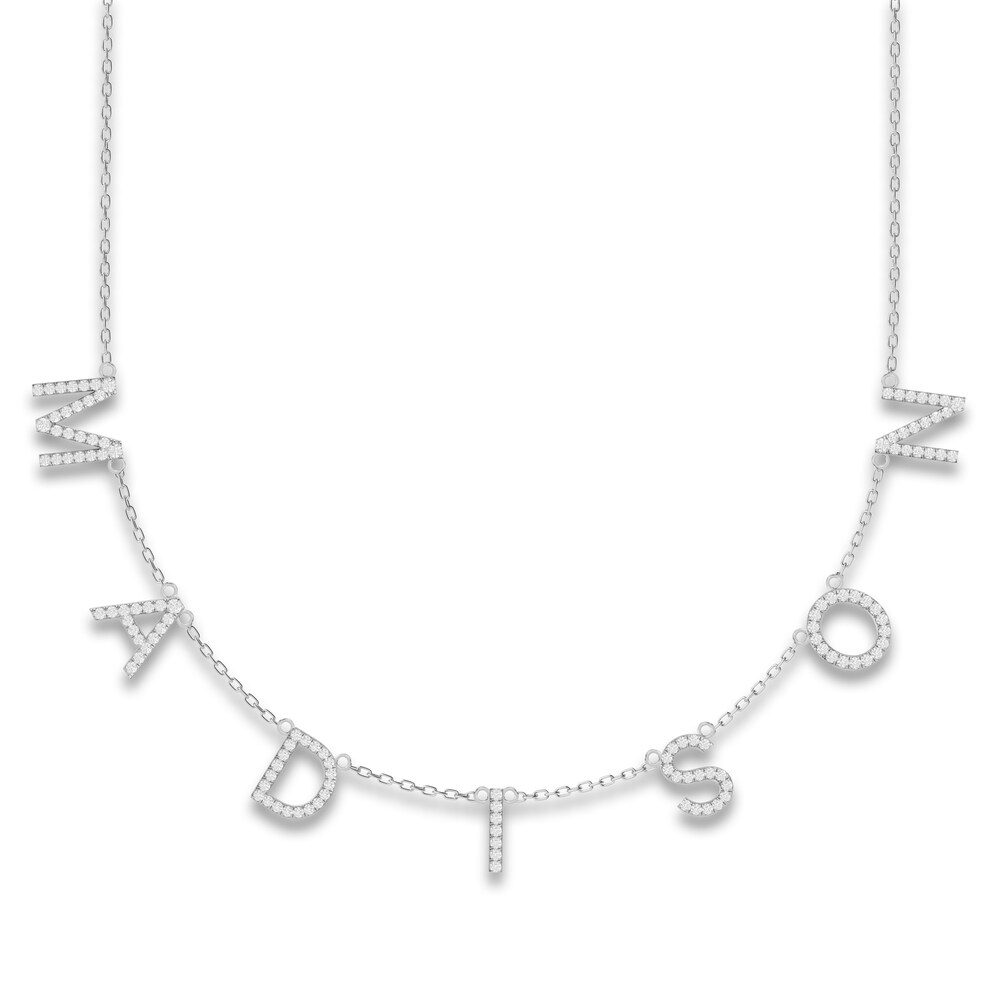 Juliette Maison Diamond Station Name Necklace 1 ct tw Round 10K White Gold LxVk7Vpw