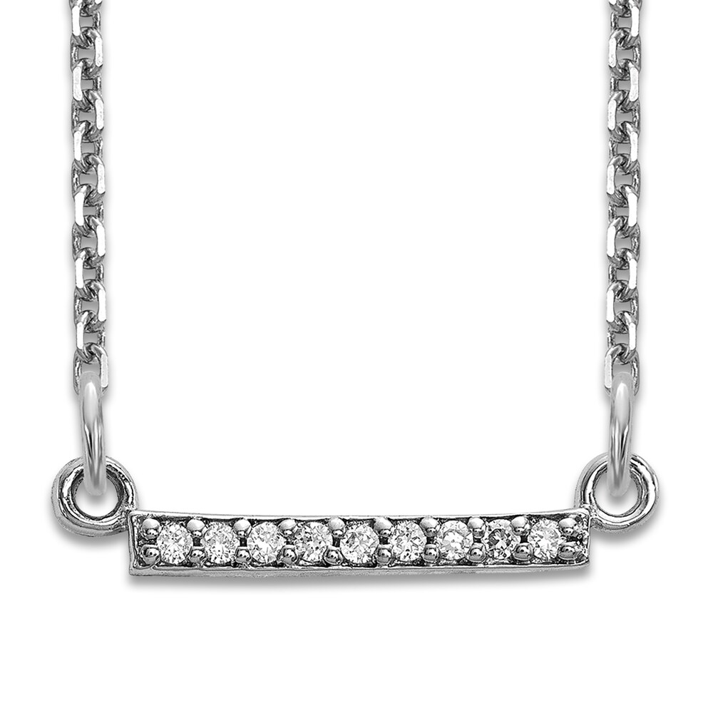 Diamond Bar Necklace 1/20 ct tw Round 14K White Gold 18\" M4udGOCe