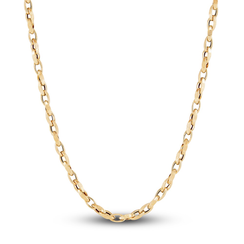 Italia D\'Oro Men\'s Oval Rolo Chain Necklace 14K Yellow Gold 22\" M5qph4I2