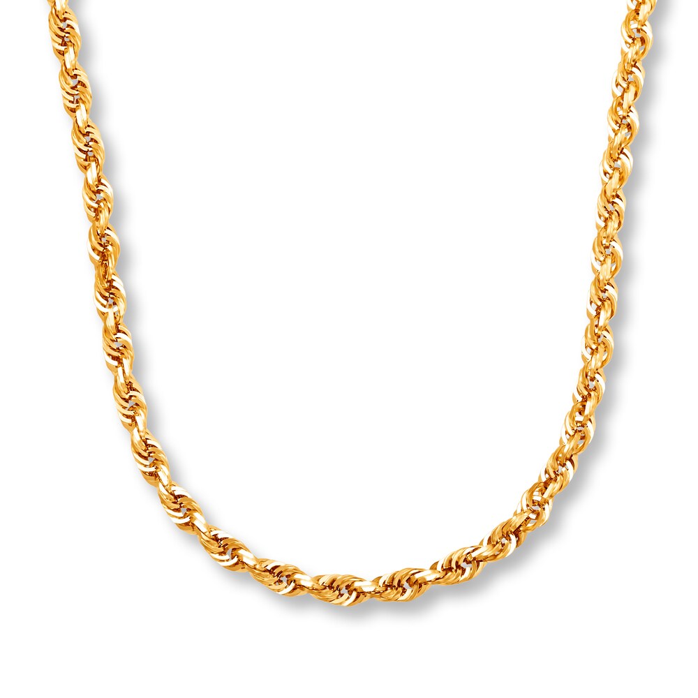 Glitter Rope Necklace 10K Yellow Gold 24" MH4jv5Uk
