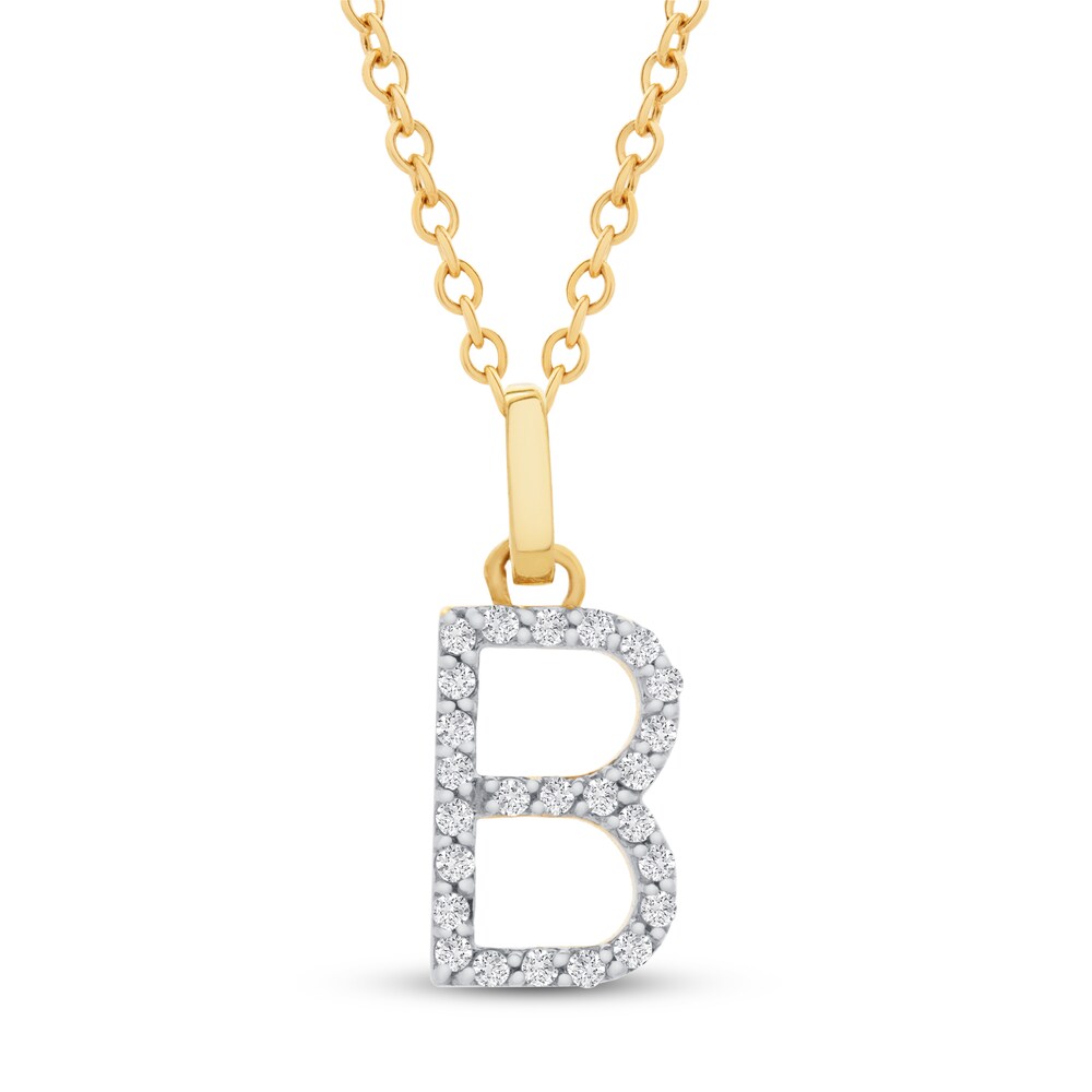 Diamond Letter B Necklace 1/10 ct tw Round 10K Yellow Gold MH8GK2US