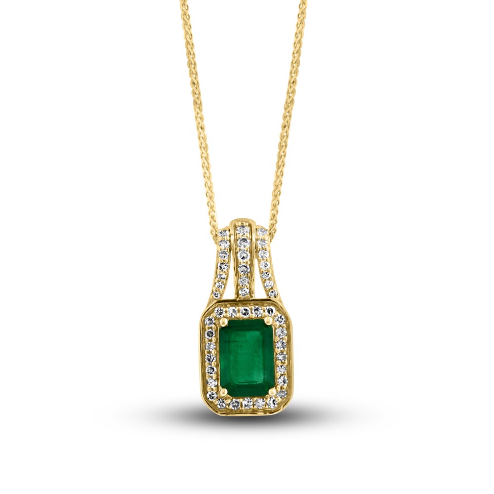 LALI Jewels Natural Emerald Necklace 1/5 ct tw Diamonds 14K Yellow Gold MJWP8jPN