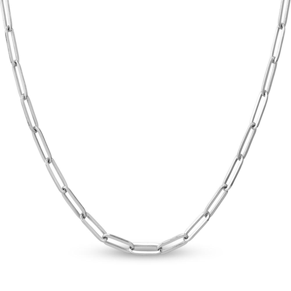 Paper Clip Chain Necklace 14K White Gold 20\" MQ2hlNjv