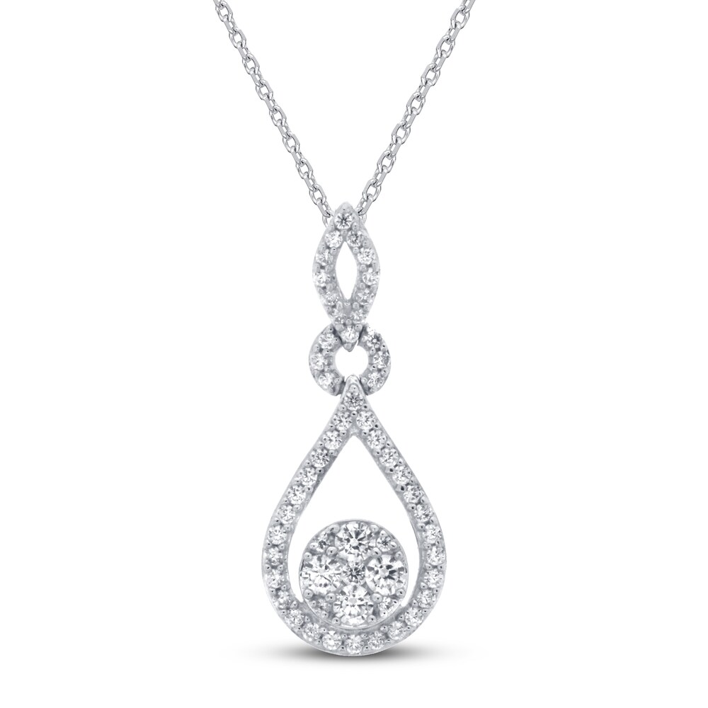 Diamond Necklace 1/2 ct tw Round 14K White Gold MaHTS48z