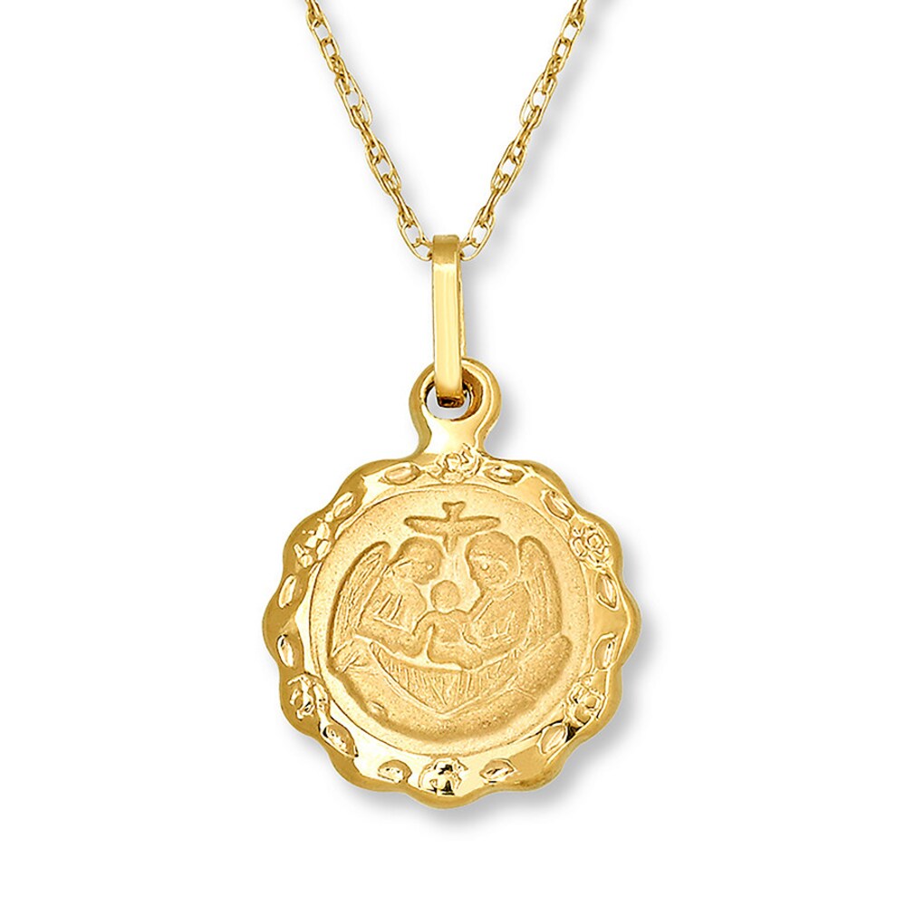 Children\'s Baptism Medal Necklace 14K Yellow Gold Me1titvr