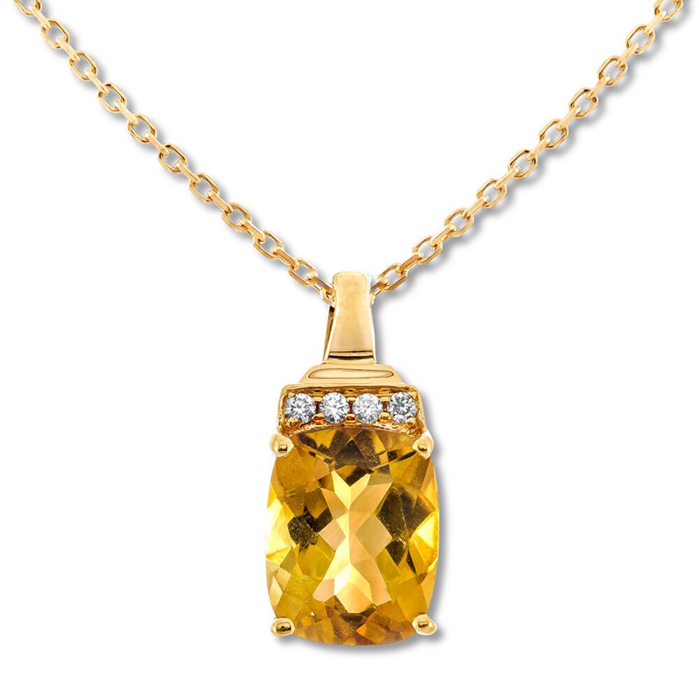 Citrine Necklace 1/20 ct tw Diamonds 14K Yellow Gold MwJJtrcd