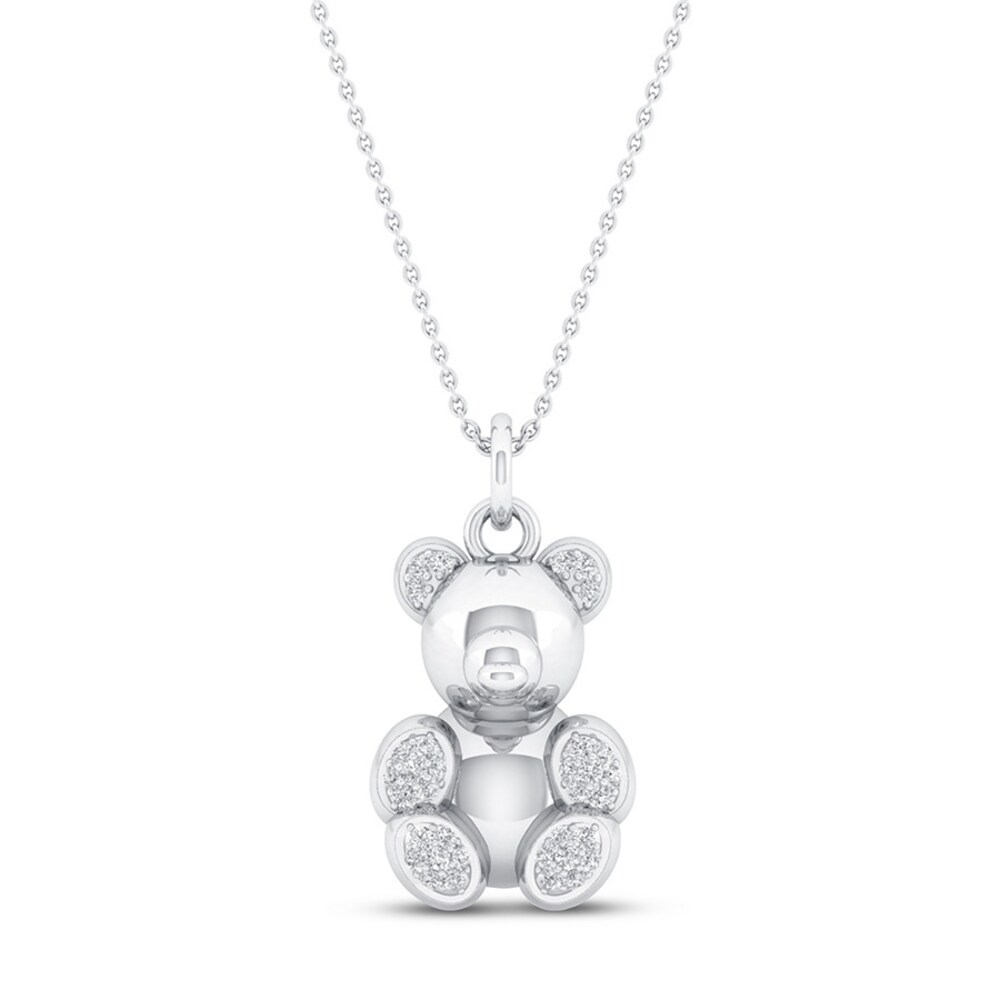 Balloon Teddy Bear Necklace 1/15 ct tw Diamonds Sterling Silver MxMnf9Of
