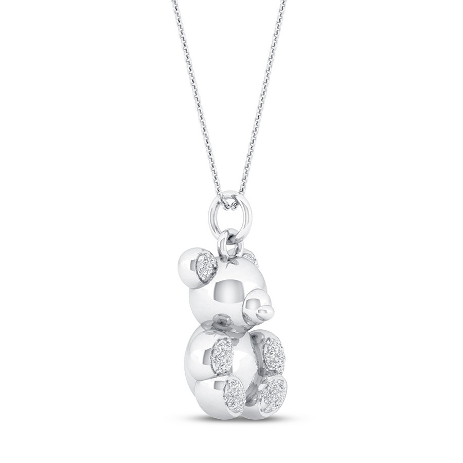 Balloon Teddy Bear Necklace 1/15 ct tw Diamonds Sterling Silver MxMnf9Of