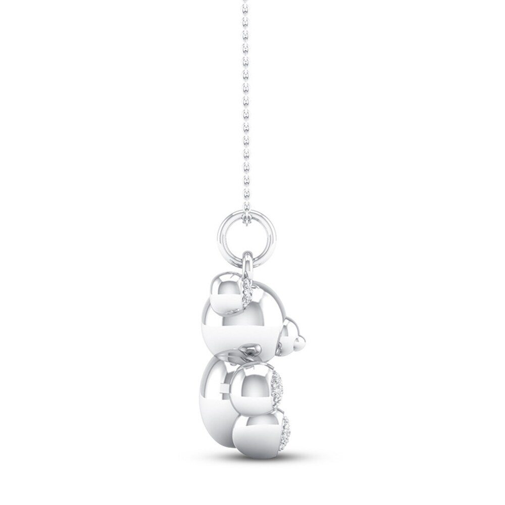 Balloon Teddy Bear Necklace 1/15 ct tw Diamonds Sterling Silver MxMnf9Of