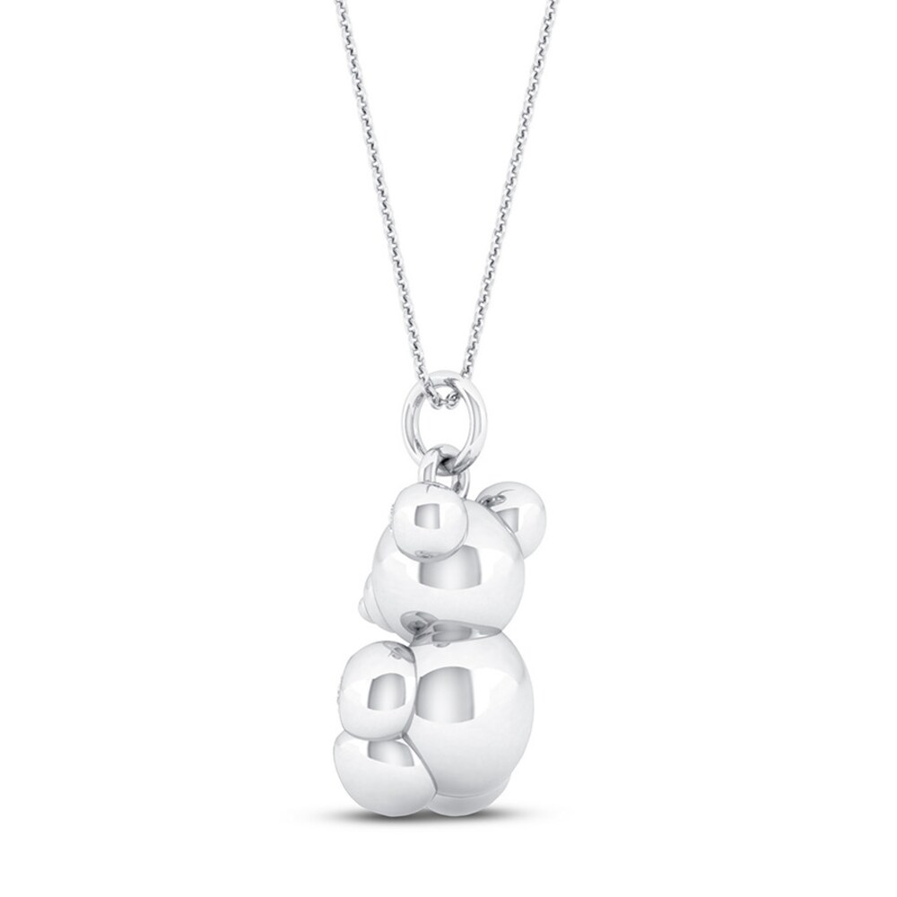 Balloon Teddy Bear Necklace 1/15 ct tw Diamonds Sterling Silver MxMnf9Of