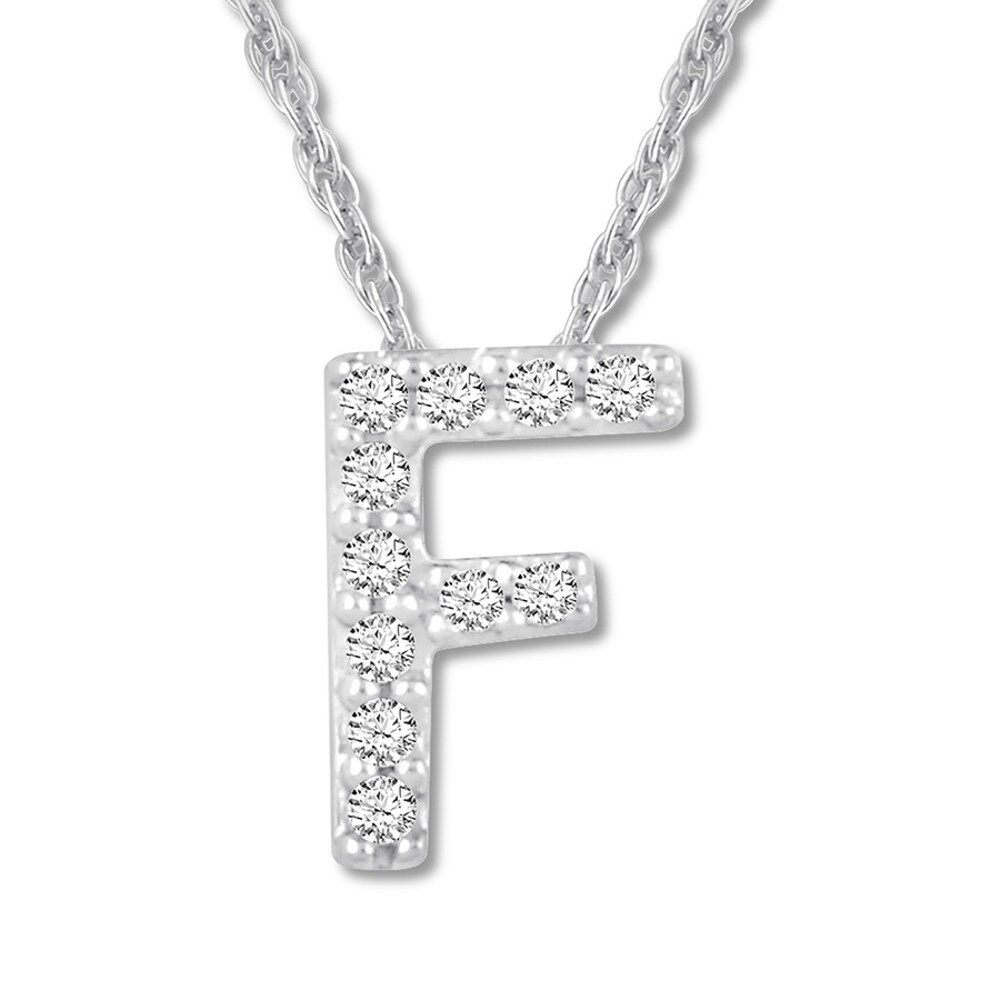 Diamond Initial F Necklace 1/20 ct tw Round-cut 10K White Gold MzN8bzXo
