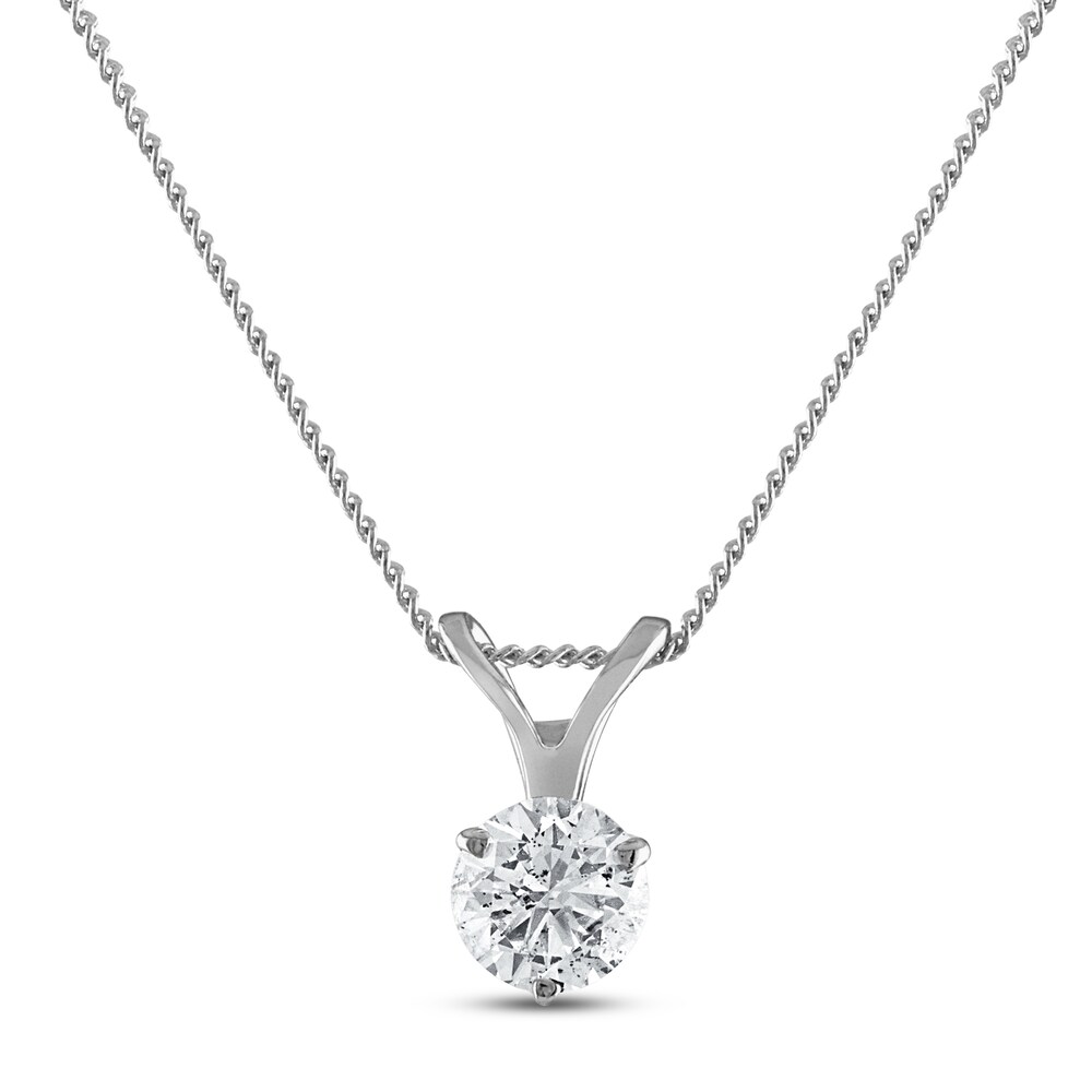 Certified Diamond Solitaire Necklace 1/2 ct tw Round 18K White Gold (SI2/I) N0vxibWN