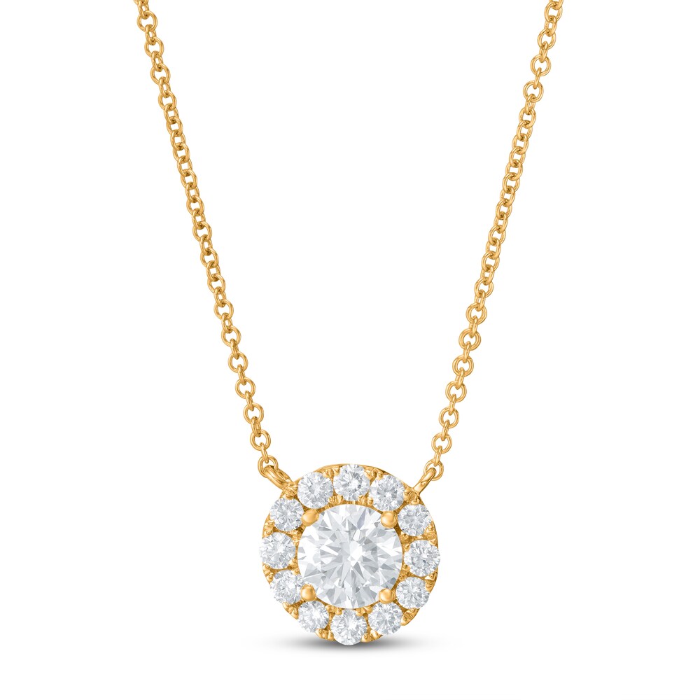 Lab-Created Diamond Necklace 1-1/8 ct tw Round 14K Yellow Gold N1VFys96