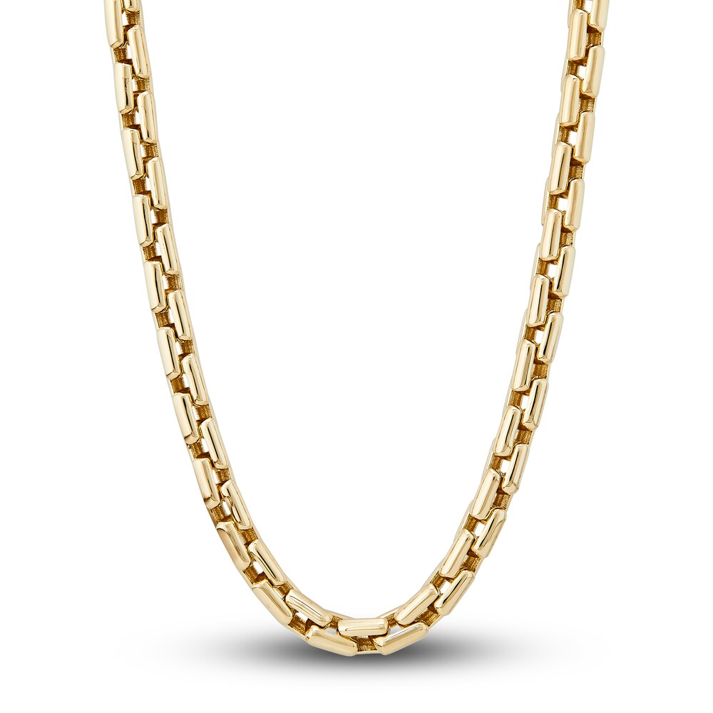 Italia D'Oro Men's Square Link Chain Necklace 14K Yellow Gold 22" N3jz1qLi