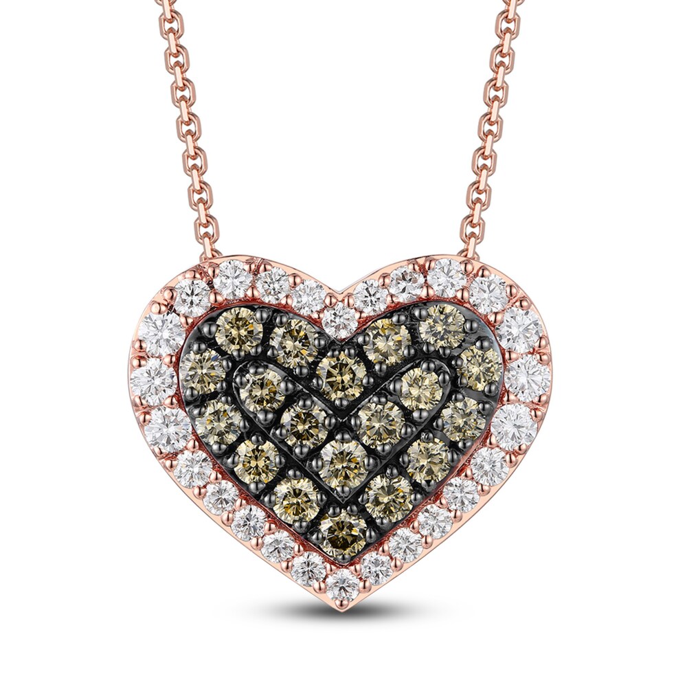 Le Vian Diamond Heart Necklace 1-5/8 ct tw Round 14K Strawberry Gold N5HqKKad