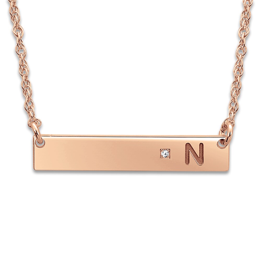 Bar Pendant Necklace Diamond Accent Sterling Silver/24K Rose Gold-Plating 18" N60Ntyza
