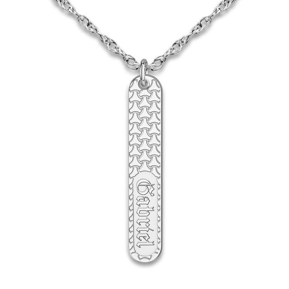 Engravable Pendant Necklace 14K White Gold 18\" N6IxlOnl