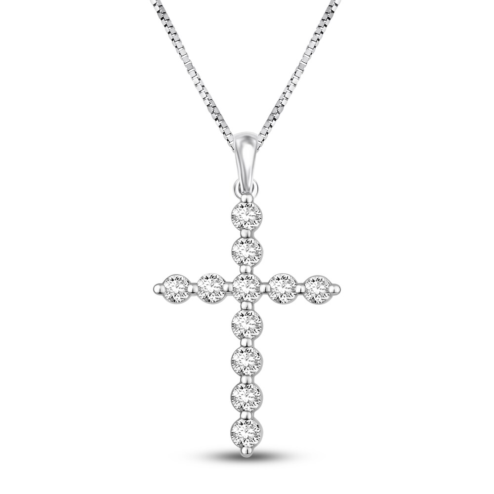 Diamond Cross Necklace 1 ct tw Round 14K White Gold N8a1iGnL