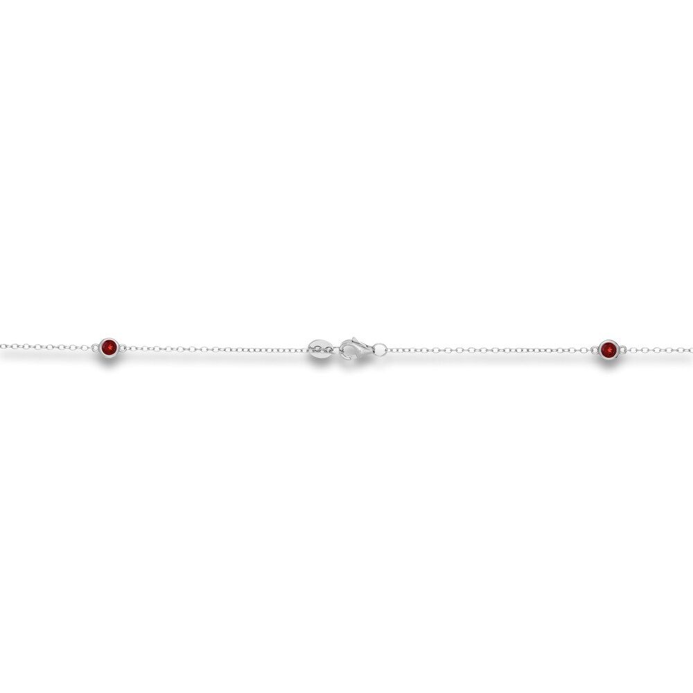 Natural Garnet Station Necklace Sterling Silver 18\" N8bIKwCZ