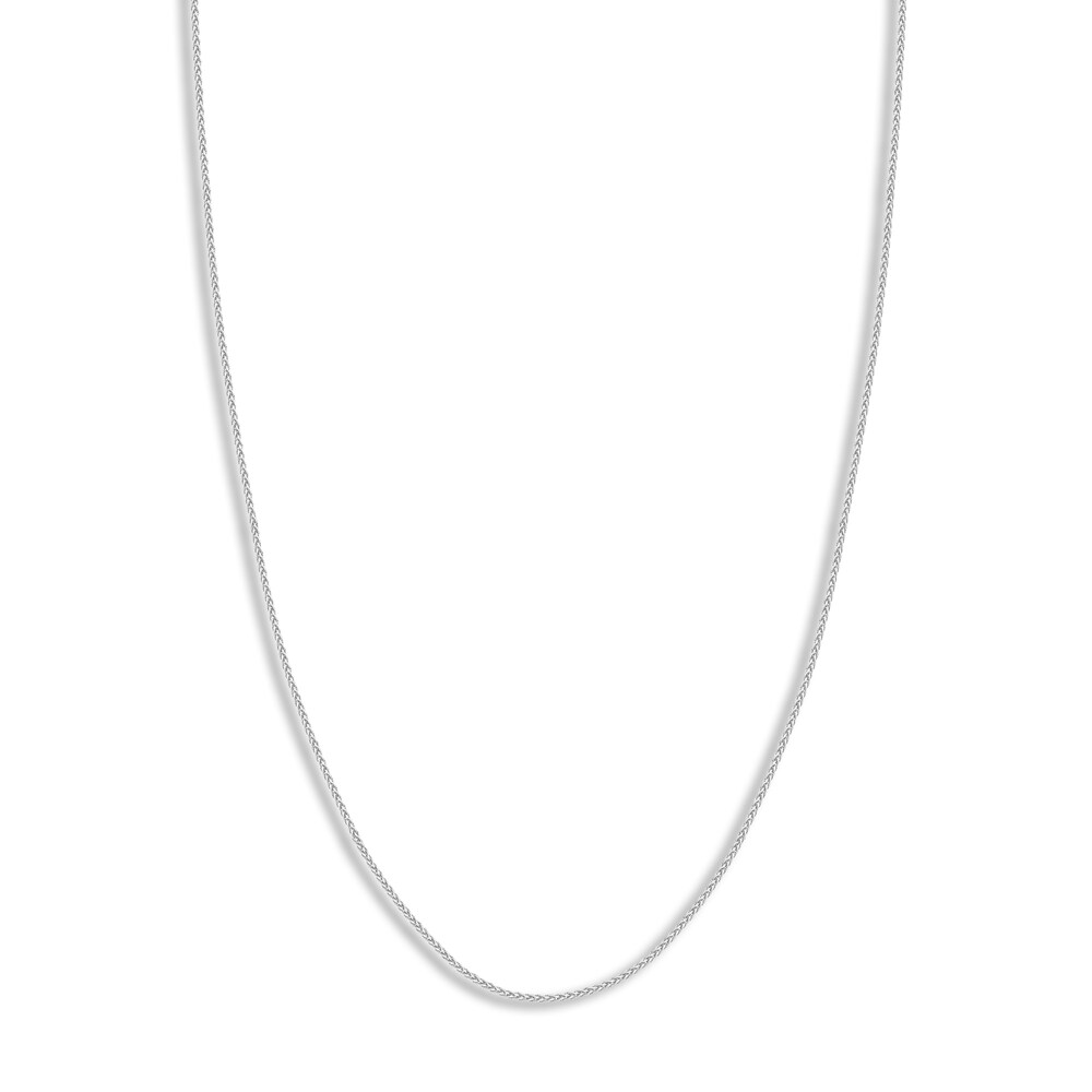 Round Wheat Chain Necklace 14K White Gold 24" NBRfmbOr