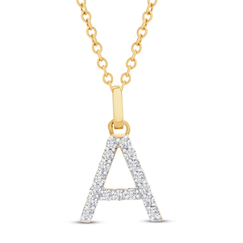 Diamond Letter A Necklace 1/10 ct tw Round 10K Yellow Gold NHVPVBLV