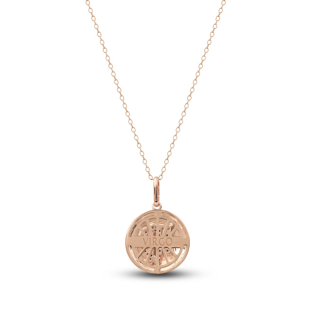 Diamond Virgo Zodiac Pendant Necklace 1/10 ct tw Round 14K Rose Gold NIRI3WgV