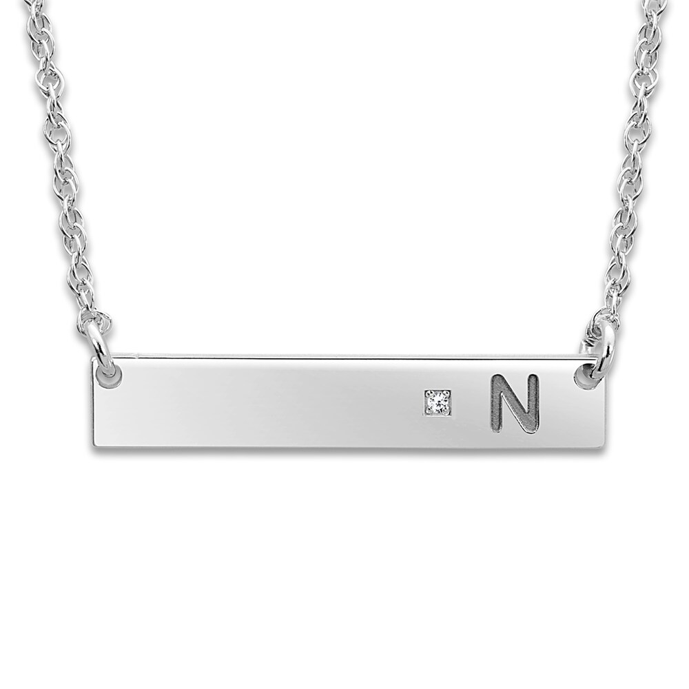 Bar Pendant Necklace Diamond Accent 14K White Gold 18" NK1kOldI
