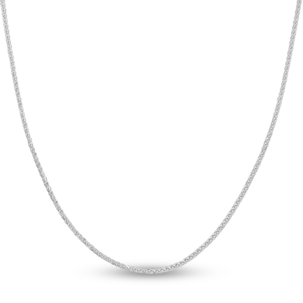 Square Wheat Chain Necklace 14K White Gold 24\" NLJ6Zuwn