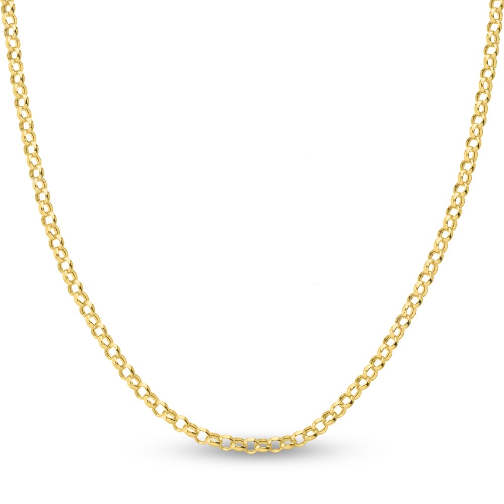 Hollow Rolo Chain Necklace 14K Yellow Gold 18" NNaHm9gU