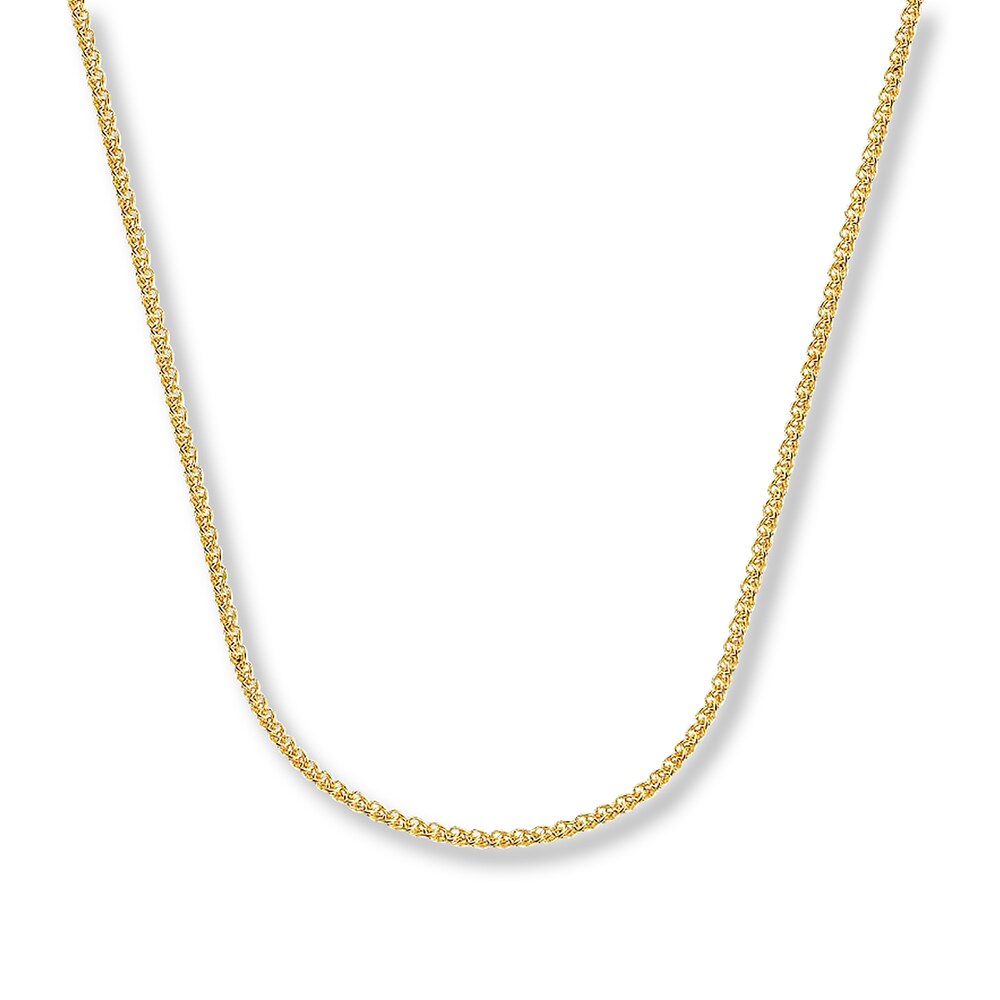 Wheat Chain Necklace 14K Yellow Gold 30" Length NU5vkgYF
