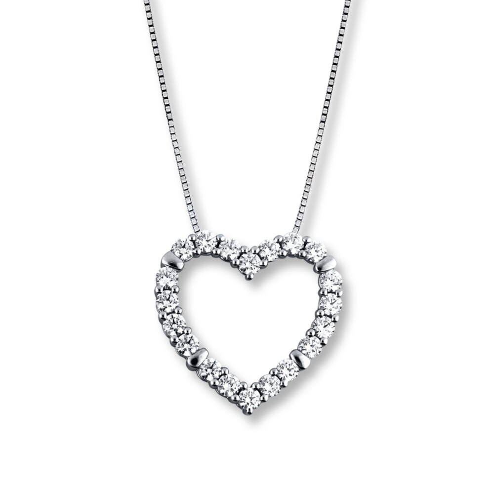 Diamond Heart Necklace 2 ct tw Round-cut 14K White Gold NWMJmXSG