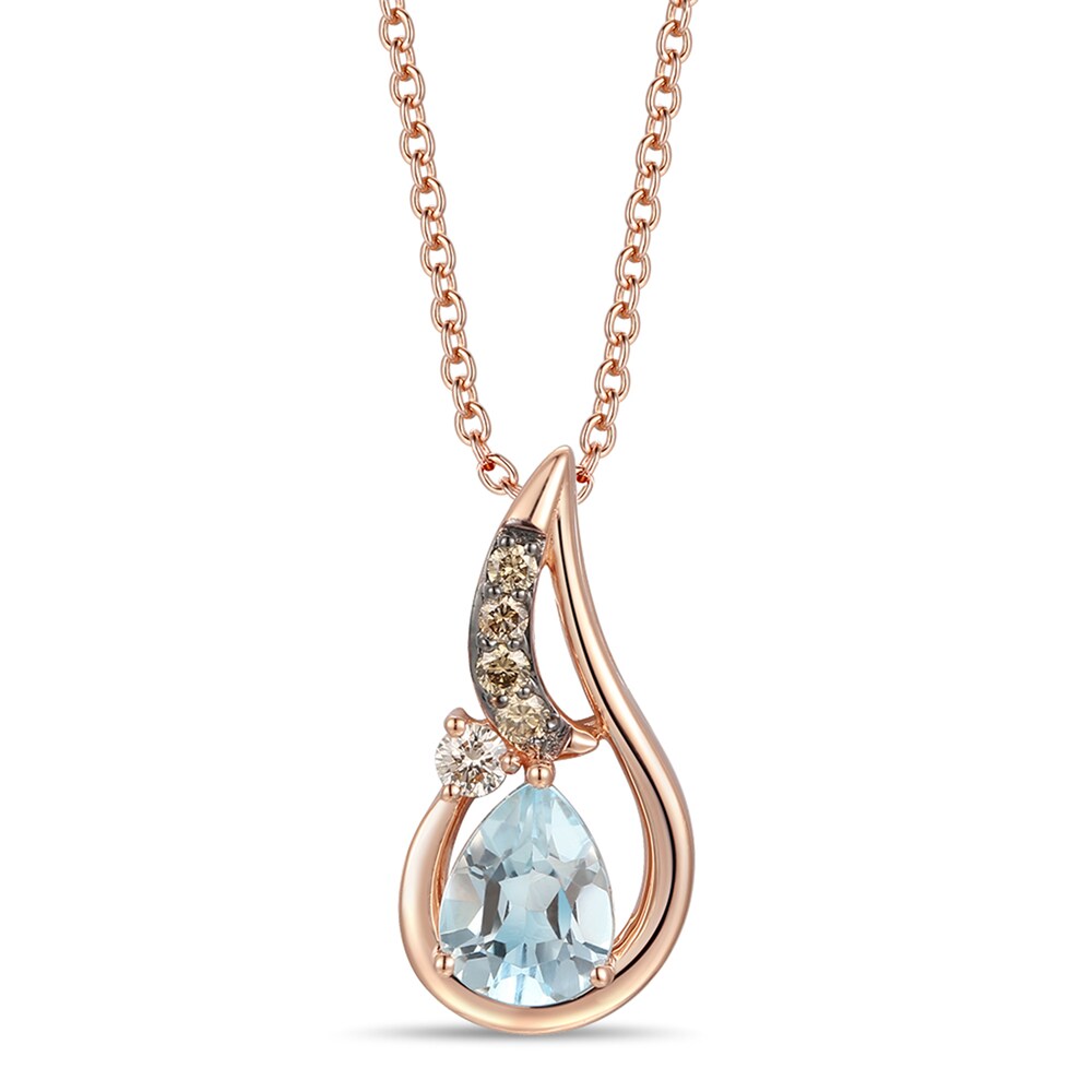 Le Vian Natural Blue Topaz Necklace 1/8 ct tw Diamonds 14K Strawberry Gold NWsZH4za [NWsZH4za]