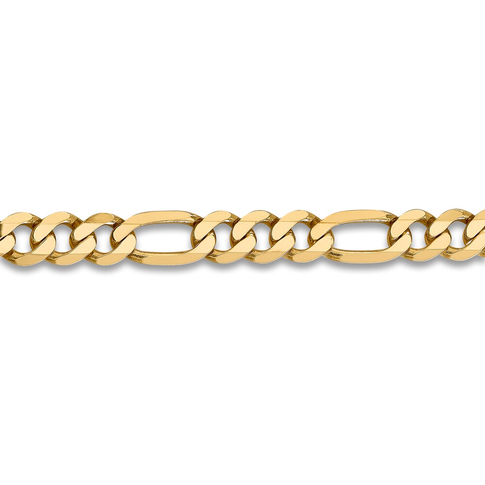 Flat Figaro Chain Necklace 14K Yellow Gold 22\" 8.75mm Narl2RbK