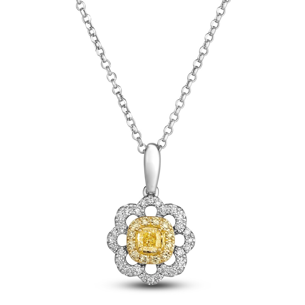 Le Vian Sunny Yellow Diamond Pendant Necklace 1/2 ct tw Round 14K Two-Tone Gold 19" Nb5OEtsZ