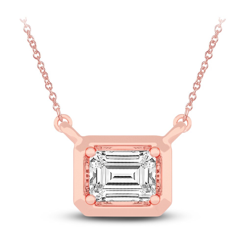 Diamond Pendant Necklace 3/8 ct tw Emerald 14K Rose Gold 18" (SI2,I) NbCOyMOy